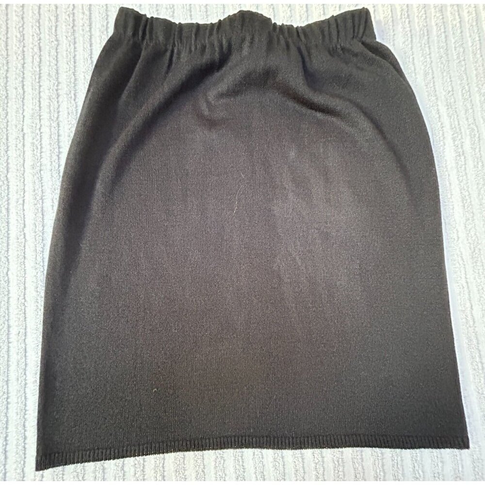 Vintage San Remo by Laura Knits Black Pull-On Pencil Skirt Large Elastic Waist